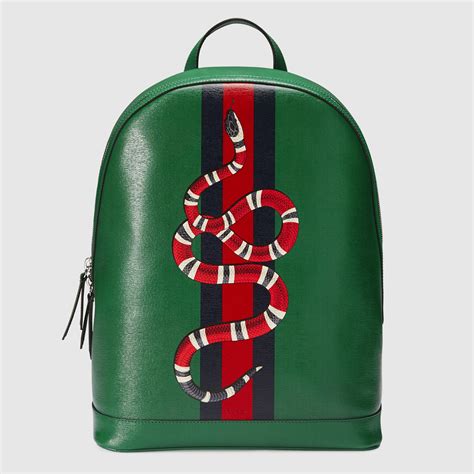 gucci web & snake leather backpack green|Gucci official web.